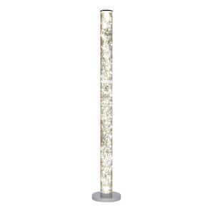 49 in. White 1 Light 1-Way (On/Off) Column Floor Lamp for Bedroom with Acrylic Cylin.der Shade