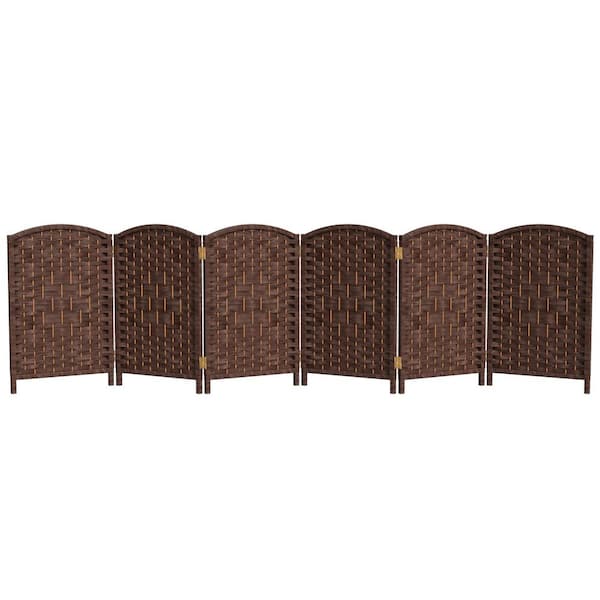 2 ft. Short Diamond Weave Fiber Folding Screen - Dark Mocha - 6 Panel