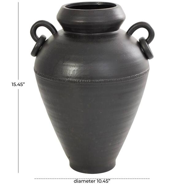 Litton Lane 15 in. Black Amphora Ceramic Decorative Vase with