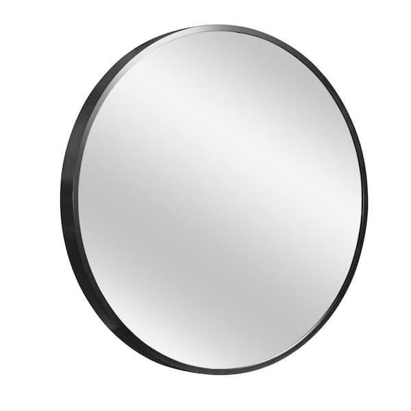 Medium Round Black Shelves & Drawers Modern Mirror (35.4 in. H x 35.4 in. W)