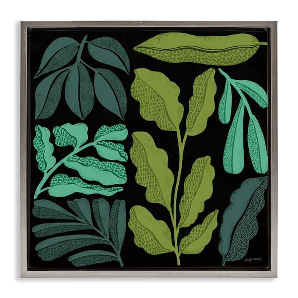 Stupell Industries Plant Sprig Collage by Cheryl Warrick Gray Floater Frame Nature Graphic Art Print 18 in. x 18 in.