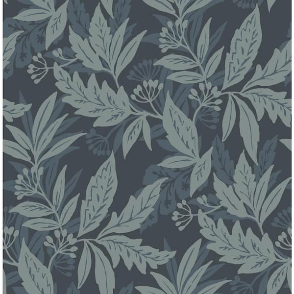 A-Street Prints Anita Blue Woodland Floral Non-Pasted Wallpaper Sample