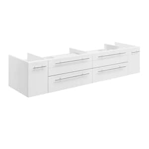 Lucera 72 in. W Wall Hung Double Vessel Sink Bath Vanity Cabinet Only in White