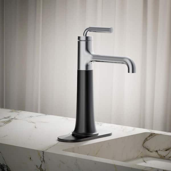 Tone Single-Handle Single-Hole Bathroom Faucet in Polished Chrome with Matte Black