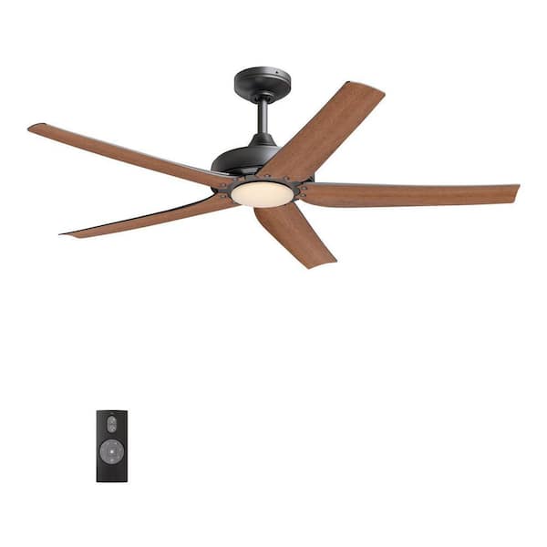 Oaklyn 52 in. Indoor Modern Matte Black Dual Mount Ceiling Fan with Integrated LED Light and Remote Included