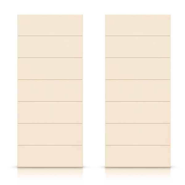 CALHOME 48 in. x 84 in. Hollow Core Beige Stained Composite MDF Interior Double Closet Sliding Doors