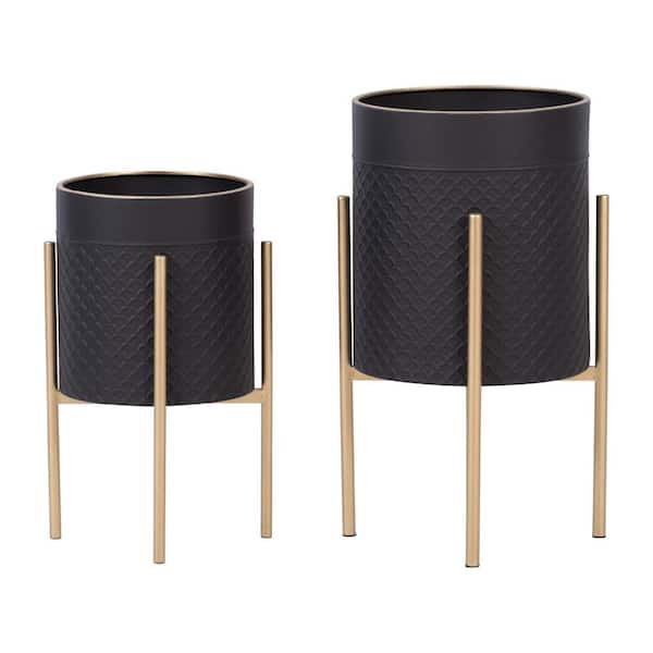 Unbranded 14 in. L x 14 in. W x 23 in. H Indoor/Outdoor Iron Scales Planter Individual Pots on Metal Stand.
