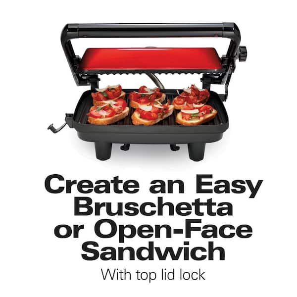 Hamilton Beach 1400-Watt Red Panini Press with Floating Lid