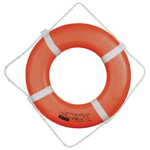 24 in. Closed Cell Foam Life Ring with Webbing Straps in Orange