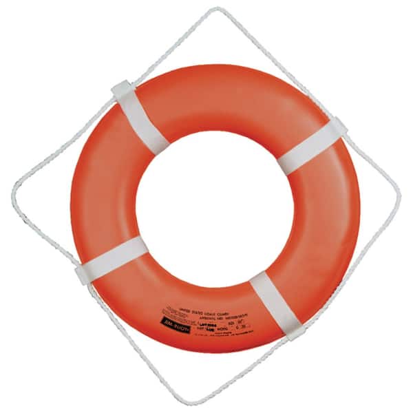 Jim-Buoy 24 in. Closed Cell Foam Life Ring with Webbing Straps in Orange