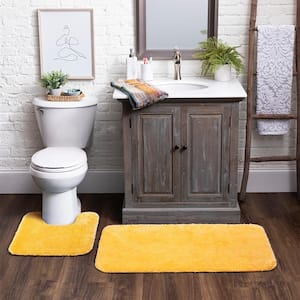New Regency Yellow 17 in. x 24 in. Polyester Machine Washable Bath Mat