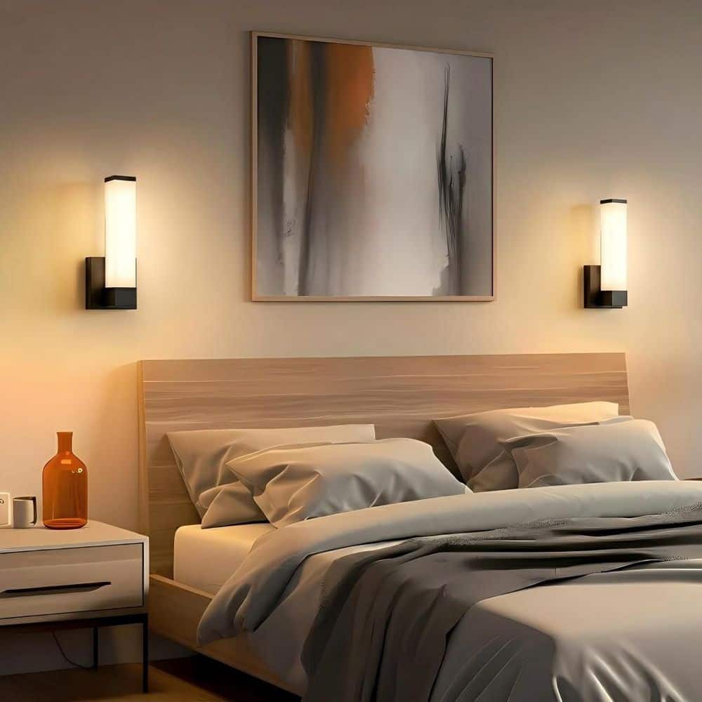 12 in. Matte Black Modern Wall Sconce (2-Pack) with LED 3000K Dimmable price history on PriceWatchPro