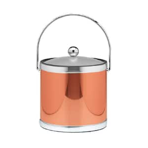 Mylar 3 Qt. Polished Copper and Chrome Ice Bucket with Bale Handle and Acrylic Cover