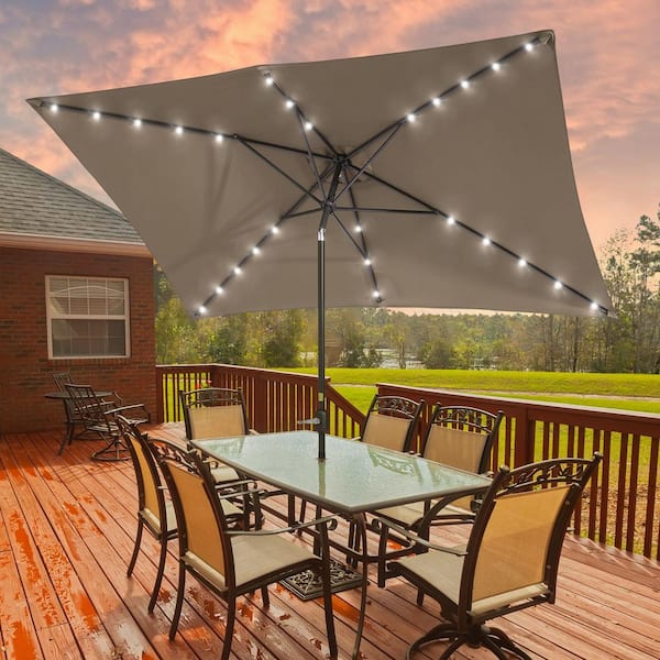 Unbranded 10 x 6.5 ft. Market Patio Umbrella in Taupe Brown