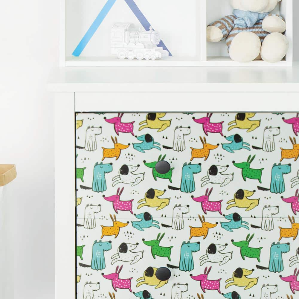 Colorful Cartoon Dogs Peel & Stick Adhesive Film Set