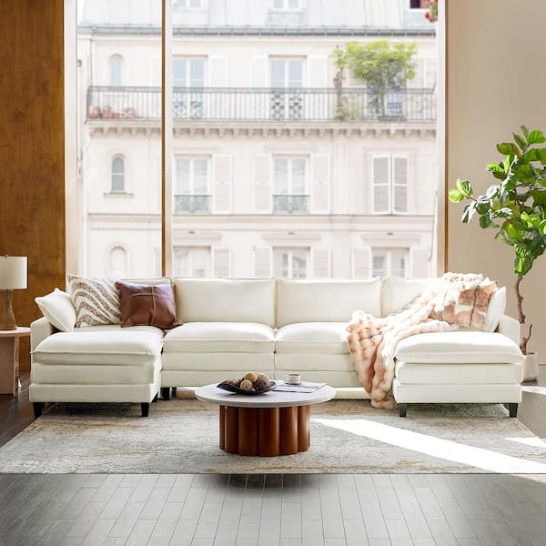 Braya 151.5 in. Pillow Arm 6 Seats Sectional Polyester Sofa in Ivy