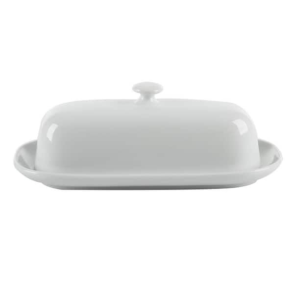 Over and Back 16.56 oz. White Ceramic Stoneware Gravy Boat and Warmer Stand (Set of 2)