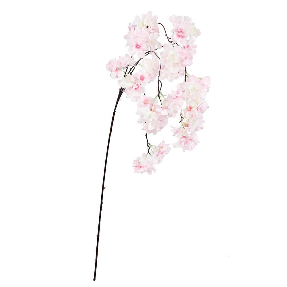 LIVING LUXURY 58 in. Pink Artificial Cherry Blossom Flower Stem