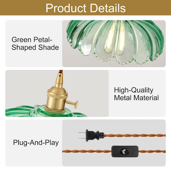 Morauroral Modern 1-Light Mid-Century Plug-In Green Hanging