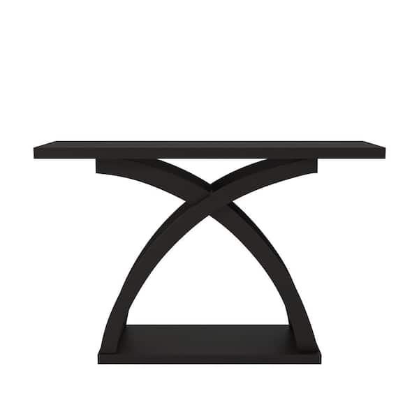 Furniture of America Luxor 47 in. Espresso Standard Rectangle Wood Console Table with Shelves