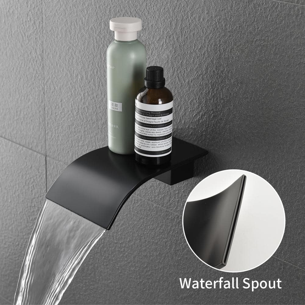 Matte Black Square Rain Shower Faucet Set with Lever Handle