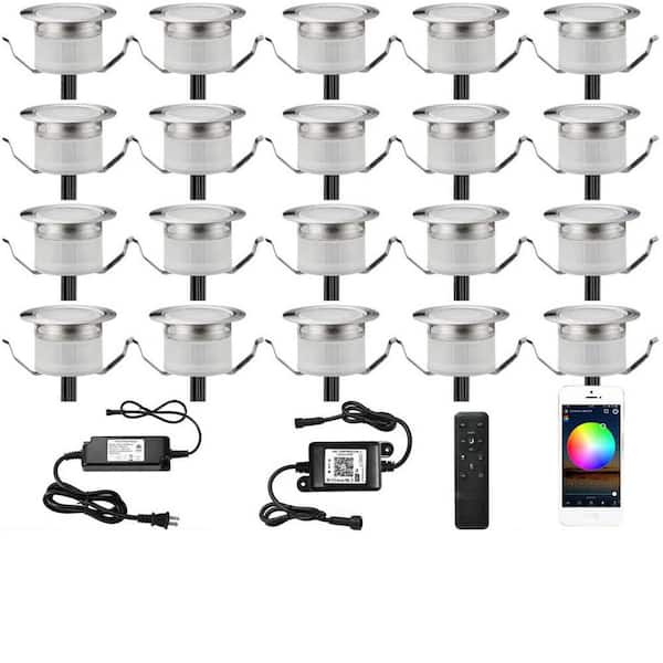 20-Pack 1.22 in. Stainless Steel Wi-Fi Smart LED Deck Lights Low