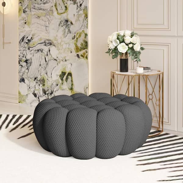 41.34 in. W Armless Soft Upholstered 3D Textured Knit Fabric Extra-Deep Modular Sofa Ottoman in Gray