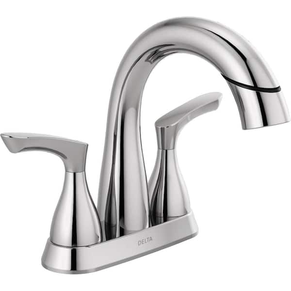 Centerset 2-Handle Pull-Down Bathroom Faucet BN Delta Broadmoor 4 in 