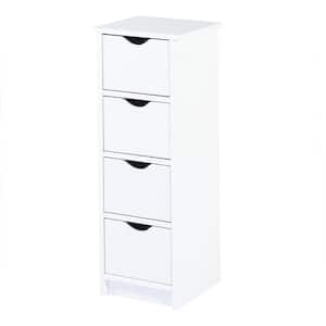 11.9 in. W x 11.9 in. D x 32.3 in. H White Linen Cabinet with 4-Drawers