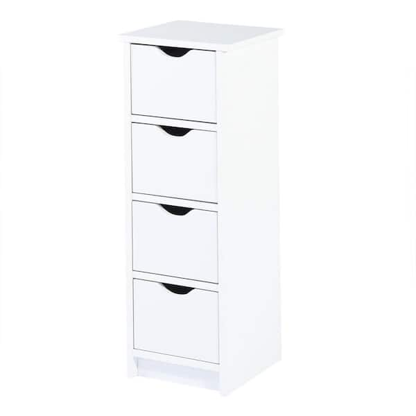 11.9 in. W x 11.9 in. D x 32.3 in. H White Linen Cabinet with 4-Drawers ...