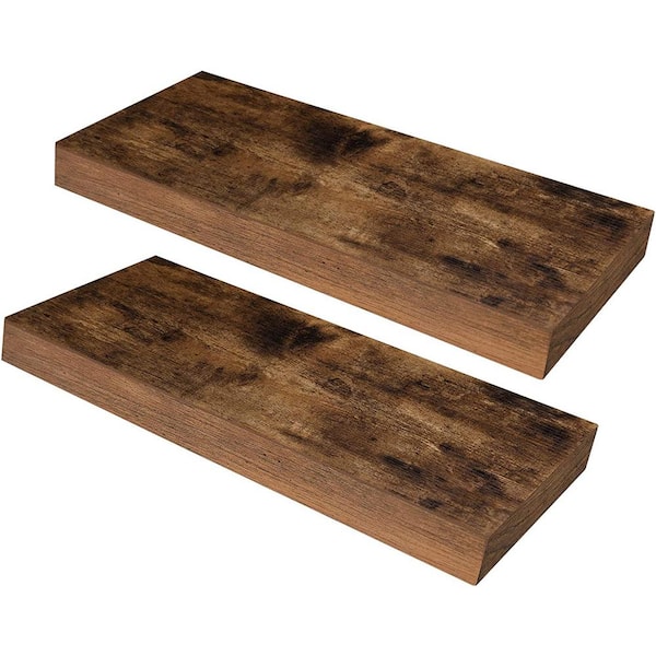 Cubilan 7.9 in. x 15.7 in. x 1.5 in. Rustic Brown Wood Decorative Wall Shelves