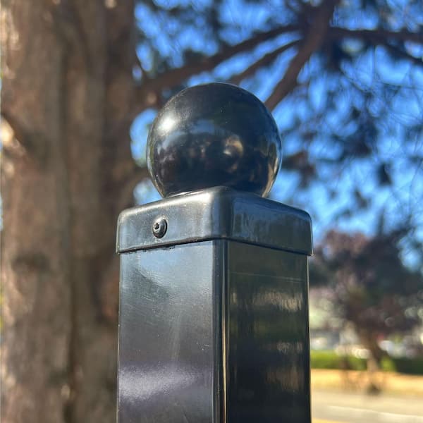 ALEKO 3.5 in. x 3.5 in. x 108 in. Black Steel Driveway Gate Post for Dual Oslo, Madrid, Stockholm Driveway Gates