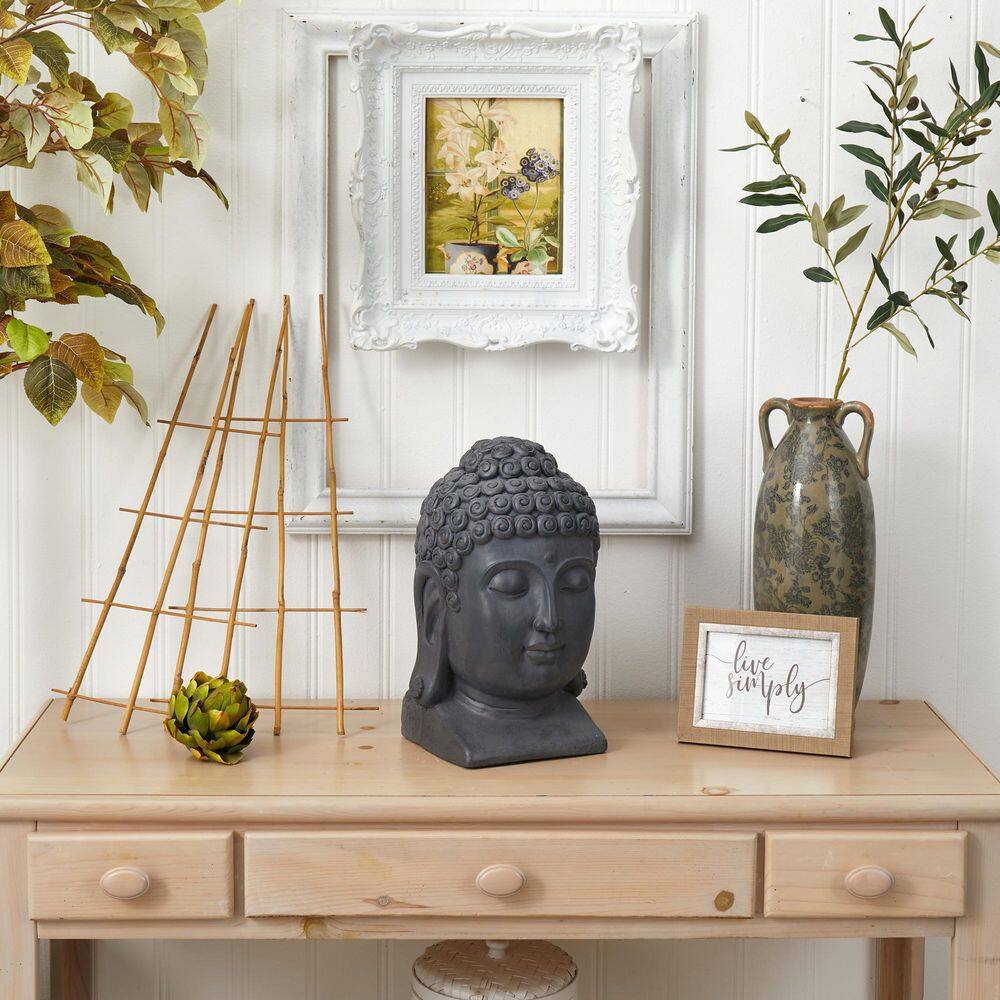 Eastern-Inspired Noir Buddha Head Sculpture