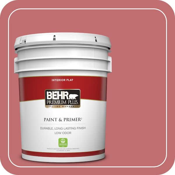 BEHR PREMIUM PLUS 5 gal. Home Decorators Collection #HDC-SP14-8 Art House Pink Flat Low Odor Interior Paint & Primer