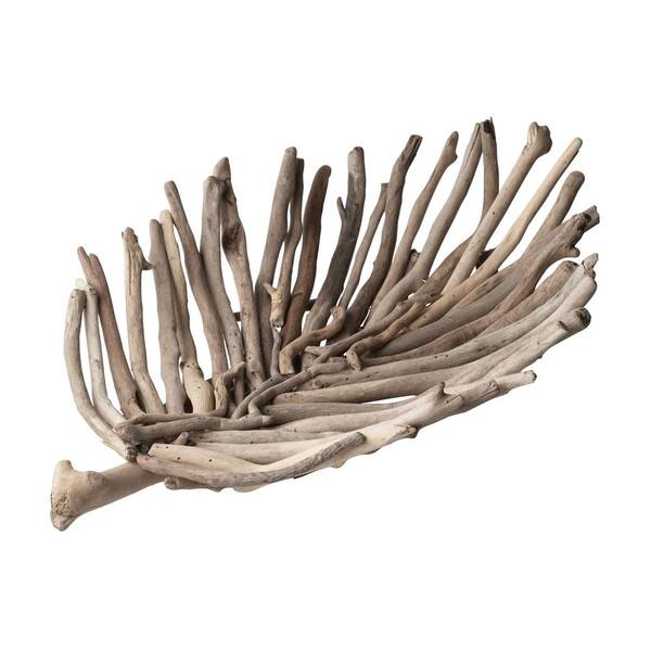 Titan Lighting Driftwood Leaf 21 in. x 13 in. x 5 in. Wooden Decorative Tray in Natural