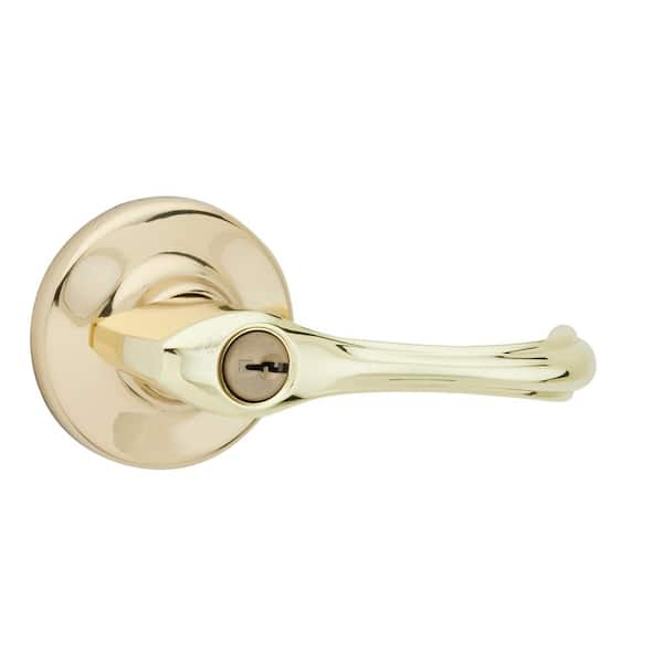 Kwikset Dorian Polished Brass Exterior Entry Door Handle ...