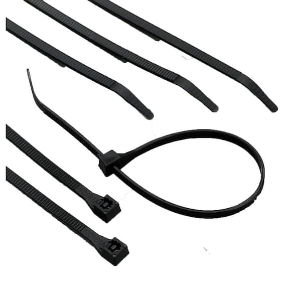 Commercial Electric 8 in. Double-Locking Black UV Resistant Cable Ties 75lb Tensile Strength (100-Pack)