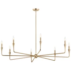 Alvaro 50 in. 8-Light Champagne Bronze Modern Candle Chandelier for Dining Room