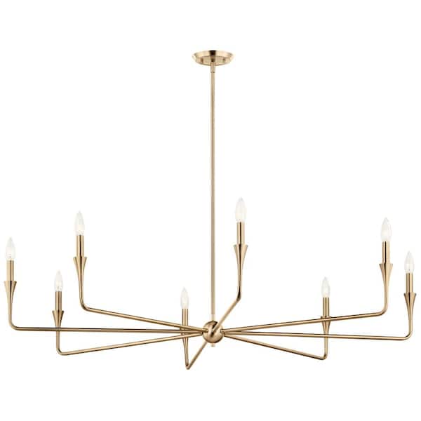 KICHLER Alvaro 50 in. 8-Light Champagne Bronze Modern Candle Chandelier for Dining Room