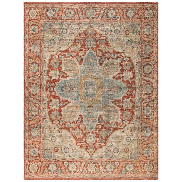 Izmir Rust/Beige 8 ft. x 10 ft. Floral Medallion Area Rug