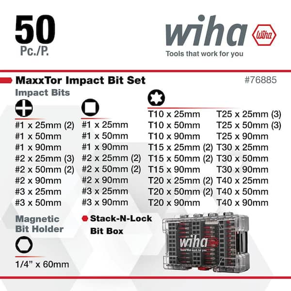 Wiha MaxxTor Impact Bit Screwdriver Set (50-Piece) 76885
