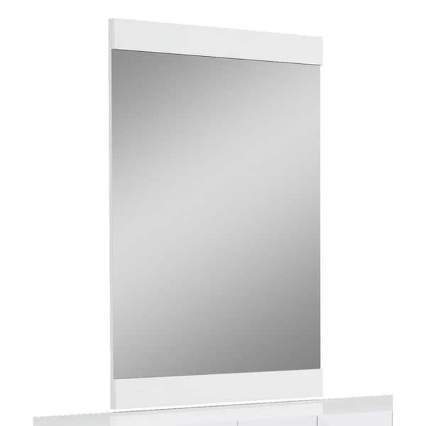 HomeRoots Charlie 45 in. x 32 in. Classic Rectangle Framed White Vanity Mirror