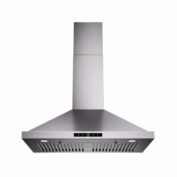36 in. 560 CFM Ductless Convertible Wall Mount Range Hood in Stainless Steel with LED Lighting, Filter and Touch Control