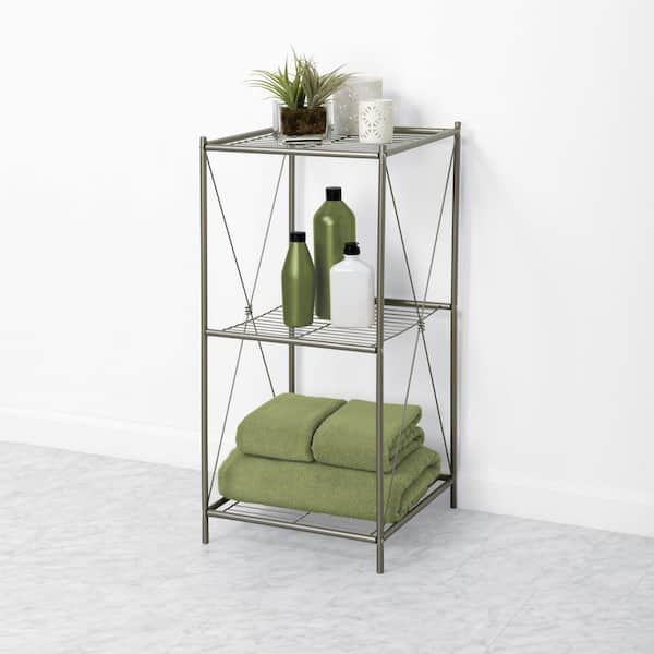 Brushed nickel bathroom shelving on sale unit