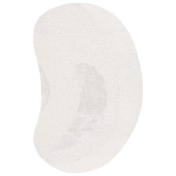 Novelty 4 ft. x 7 ft. Ivory/Beige Abstract Curved Specialty Area Rug
