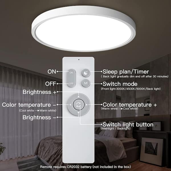 OTREN LED Ceiling Light, Dimmable 3000K-6500K, Modern Ceiling Light With Remote Control, Bathroom Lamp For Living Room, Bedroom, Children's Room, Kitchen, Office, Hallway, IP44, 30 Cm, White - View #6