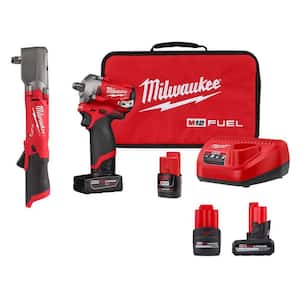 M12 FUEL 12V Lithium-Ion Brushless Cordless 1/2 in. Impact Wrench Kit & 1/2 in. Right Angle Impact Wrench