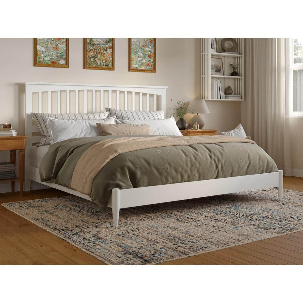 AFI Becket White Solid Wood Frame King Low Profile Platform Bed ...