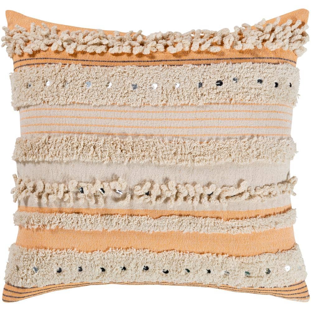 Sabia 18 in. x 18 in. Peach Striped Textured Polyester Standard Throw Pillow price history on PriceWatchPro