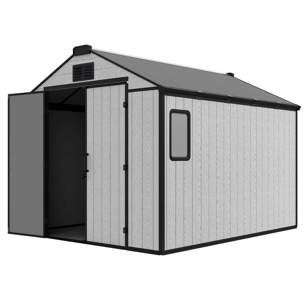 8 ft. W x 10 ft. D Outdoor Resin Plastic Storage Shed with Floor for Garden